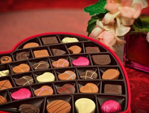 Czekoladki i kwiatki na Walentynki