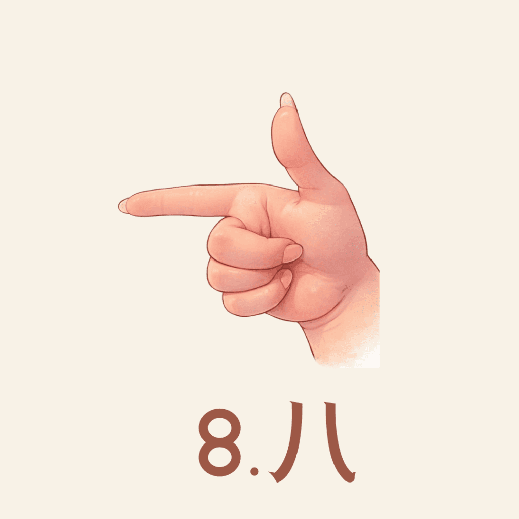 Liczenie na palcach: gest oznaczający cyfrę 8