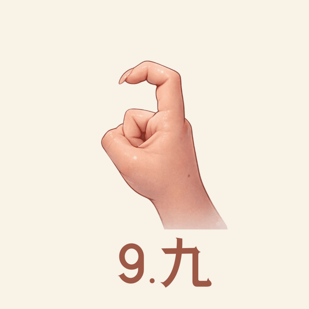 Liczenie na palcach: gest oznaczający cyfrę 9