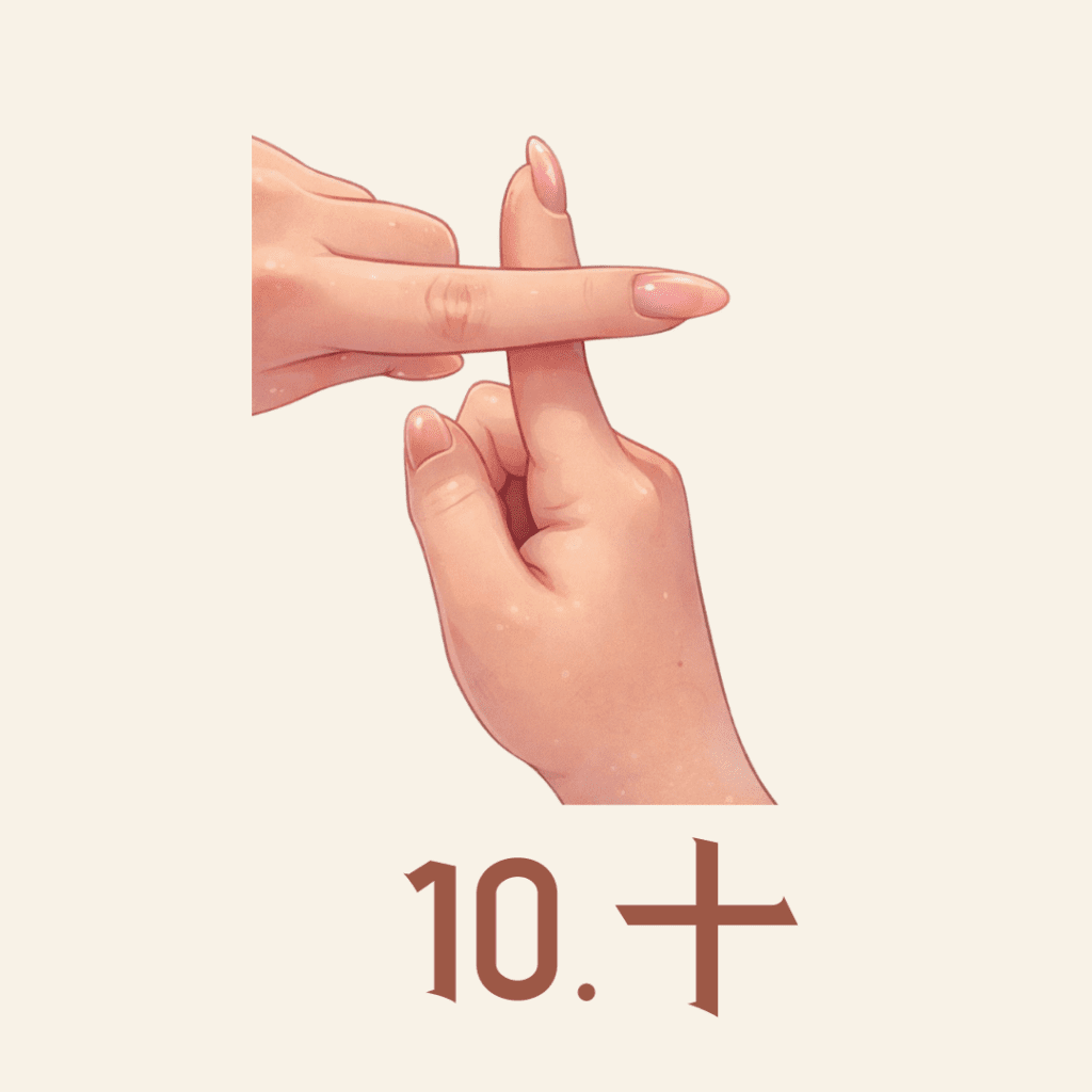 Liczenie na palcach: gest oznaczający liczbę 10
