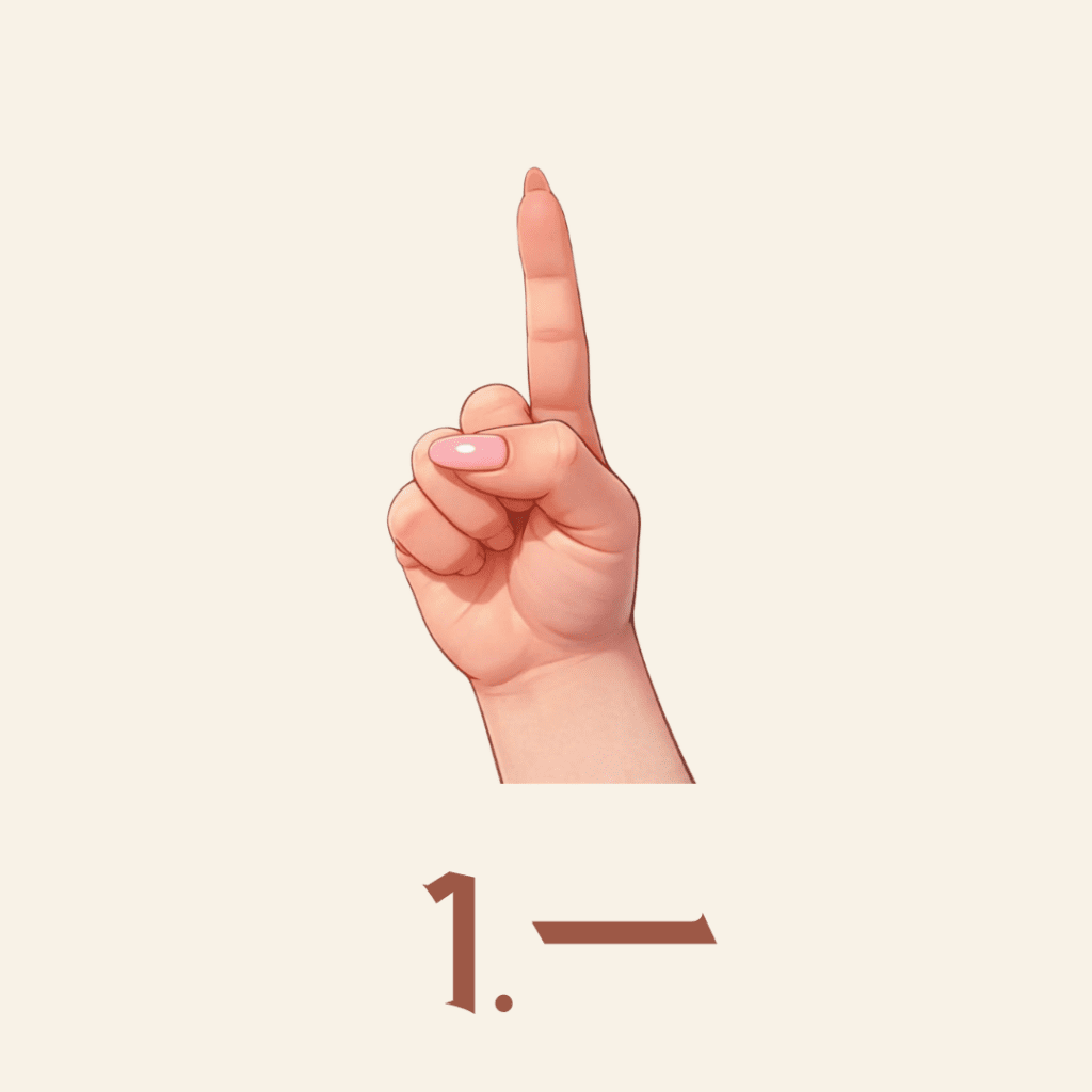 Liczenie na palcach: gest oznaczający cyfrę 1