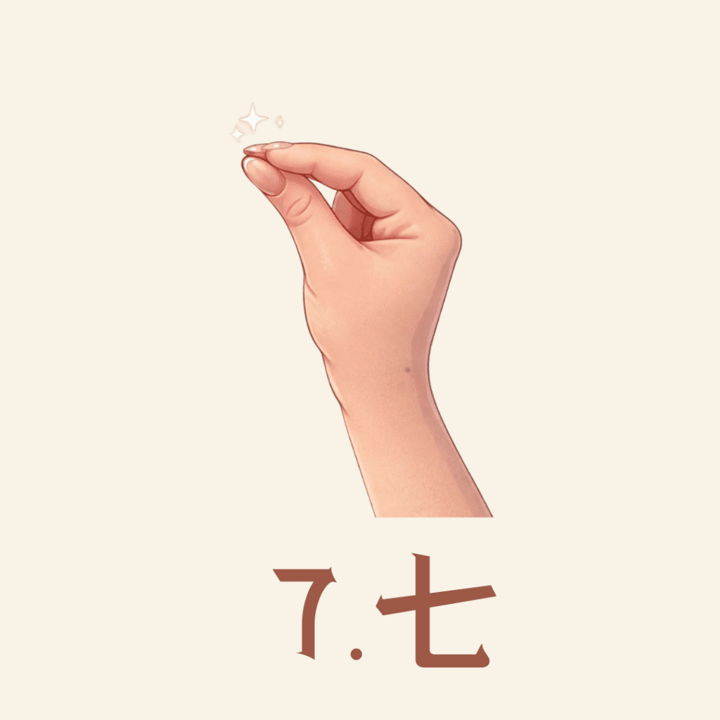 Liczenie na palcach: gest oznaczający cyfrę 7